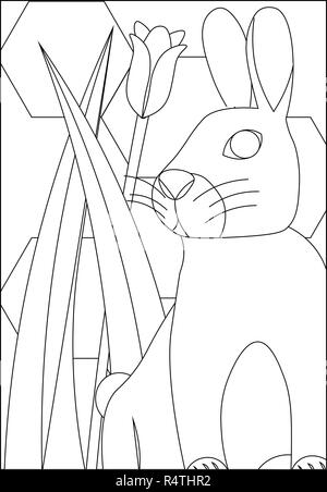 Coloriage lapin dans la page Banque D'Images