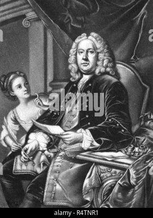 COLLEY CIBBER (1671-1757) l'acteur anglais-manager, dramaturge et poète officiel avec sa fille Catherine. Banque D'Images