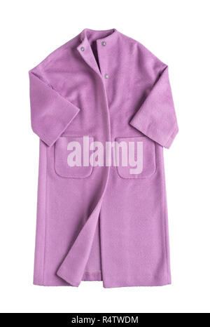 Manteau femme rose sur fond blanc Banque D'Images