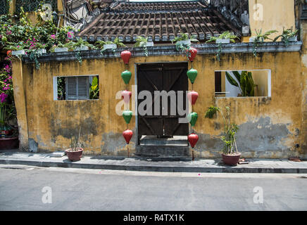 Un vieux bâtiment traditionnel de Hoi An au Vietnam. Banque D'Images