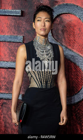 Jihae vu assister à la première mondiale de moteurs 'Mortal' au Cineworld Leicester Square à Londres. Banque D'Images