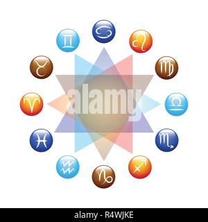 Signe astrologique signe coloré cercle set vector illustration EPS10 Illustration de Vecteur