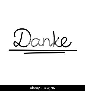 La traduction du texte allemand Danke Merci lettrage calligraphie hand drawn vector illustration Illustration de Vecteur