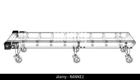 Contour 3D convoyeur à bande. Le rendu 3D de vecteur Illustration de Vecteur