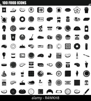 100 food icon set. Simple jeu d'aliments 100 icônes vectorielles pour le web design isolé sur fond blanc Illustration de Vecteur
