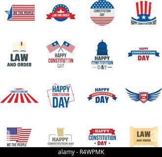 Le jour de la Constitution de l'Amérique patriotique président USA flag logo icons set. Télévision illustration de 16 jour de la Constitution de l'Amérique patriotique président USA flag logo vector icons for web Illustration de Vecteur