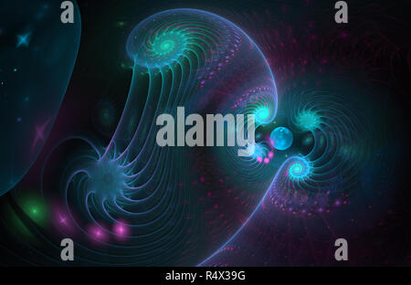 Belle couleur forme d'une galaxie spirale tornade dans l'espace lointain. Twists champ magnétique. Abstract lumineux design, d'art numérique pour creative grap Banque D'Images