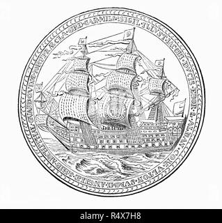 Après la démission de Richard Cromwell Lord Protecteur en 1659 et l'effondrement de la Communauté en 1660, Charles II fut restauré sur le trône. Son fils James, duc d'York, était l'héritier présomptif, qui a confirmé que Lord High Admiral, un bureau qui comporte l'organe subsidiaire de la nomination de gouverneur de Portsmouth et Lord Warden of the Cinque Ports - et était suffisamment important pour une médaille d'être frappée pour commémorer sa nomination. Banque D'Images