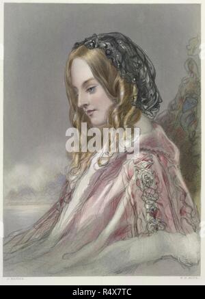 Margaret. Les amours des poètes ; ou, portraits de beauté idéale. Londres, 1858. Margaret, un portrait. Illustration pour un poème, 'Margaret' par Alfred Tennyson. Image tirée du aime des poètes ; ou, portraits de beauté idéale. Douze gravures, par les plus éminents artistes, gravée par W. H. Mote. Source : 11602.i.28,. Langue : Anglais. Auteur : Mote, W., J. H. Hayter Banque D'Images
