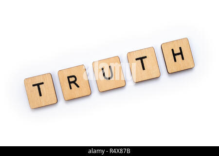 Le mot vérité, de l'épeautre avec des lettres. Banque D'Images