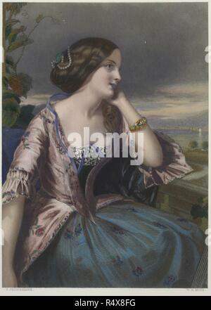 Adeline. Les amours des poètes ; ou, portraits de beauté idéale. Londres, 1858. Adeline, un portrait. Illustration pour un poème, 'Adeline' par Alfred Tennyson. Image tirée du aime des poètes ; ou, portraits de beauté idéale. Douze gravures, par les plus éminents artistes, gravée par W. H. Mote. Source : 11602.i.28,. Langue : Anglais. Auteur : Mote, W. H. Cruikshank, F. Banque D'Images