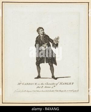 Mr Garrick dans le personnage d'Hamlet. Personnages dramatiques, ou des portraits différents ... Londres : Robt. Sayer, [1773 ?]. Source : 11795.ee.41, planche 5. Langue : Anglais. Banque D'Images