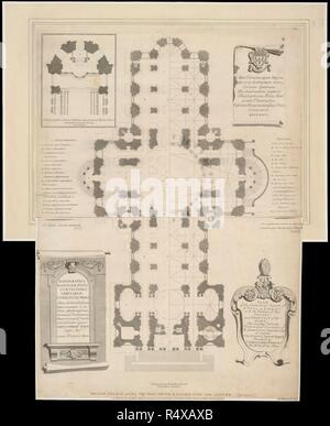 Plan au sol de la Cathédrale St Paul's. Dimensions d'un lit de mort. Le désert de religion et d'autres poèmes et pièces religieuses, etc., pour la plupart illustrés, dans le Nord de l'anglais. Source : ajouter. 37049, f.38v. Banque D'Images