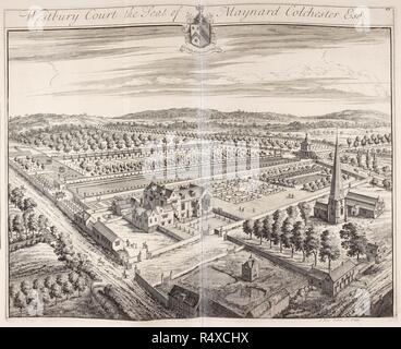 Une gravure de Cour Westbury House and gardens. . Illustrata Britannia. Londres, Angleterre. Illustrata Britannia ou vues de plusieurs des palais royaux ainsi que des principaux sièges de la noblesse et gentry de Grande-bretagne élégamment gravées sur ... des plaques de cuivre. [Gravée par Joannes Kip, principalement après des dessins par Leonard Knyff.] Londres, 1720, 1740. Source : 191.g.16 vol.2 29. Langue : Anglais. Auteur : KNYFF, LEONARD. Le pids, Joannew. Banque D'Images