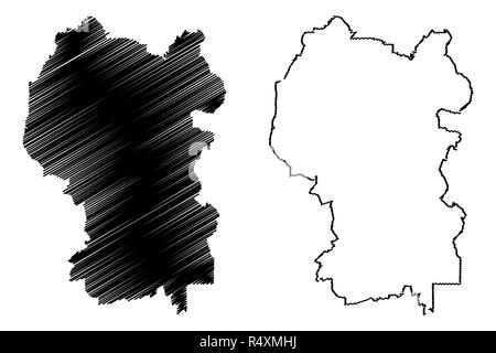 Kuala Lumpur (États et territoires fédéraux de la Malaisie, Fédération de Malaisie) map vector illustration gribouillage, croquis du Territoire fédéral de Kuala Illustration de Vecteur
