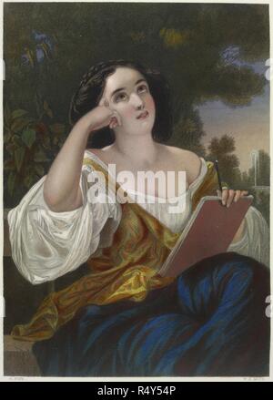 Eleanore. Les amours des poètes ; ou, portraits de beauté idéale. Londres, 1858. Eleanore. Un portrait. Illustration pour un poème, 'Eleanore' par Alfred Tennyson. Image tirée du aime des poètes ; ou, portraits de beauté idéale. Douze gravures, par les plus éminents artistes, gravée par W. H. Mote. Source : 11602.i.28,. Langue : Anglais. Auteur : Mote, W. H. Pope, G. Banque D'Images