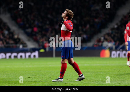 L'Atletico de Madrid Antoine Griezmann vu en action lors de la Ligue des Champions entre l'Atlético de Madrid et l'AS Monaco au stade de Wanda Metropolitano de Madrid. ( Score final ; l'Atletico Madrid 2:0 AS MONACO) Banque D'Images