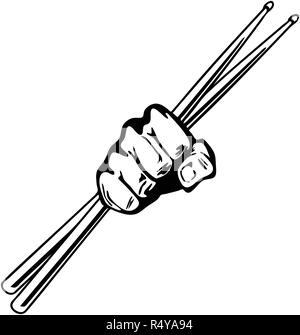 Baguettes de Tambour Fist Punch Vector Illustration Illustration de Vecteur