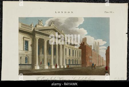 Le siège de l'East India Company. La East India House à Londres. Londres. East India House dans Leadenhall Street dans la ville de Londres. Source : P2192. Langue : anglais. Banque D'Images