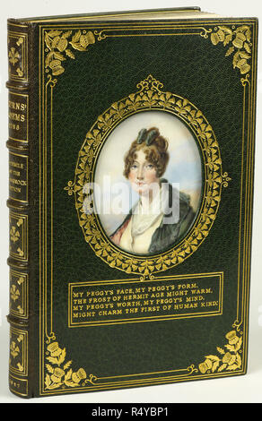 Portrait de Margaret Chalmers (1758 - 1827). Poète, soi-disant premier Britannique Thulian quill'. Elle était une amie de Robert Burns.', dans un cadre contemporain estampée à l'or le maroc vert contraignant signé par Riviere & Son. Portraits miniatures de Robert Burns et Margaret Chalmers par C. B. Currie n'a été fixé dans les couvercles. Auteur Robert Burns, illustré par C.B. Currie. Musée : BRITISH LIBRARY. Banque D'Images