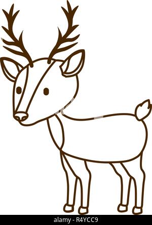 Le renne de noël icône isolé Illustration de Vecteur
