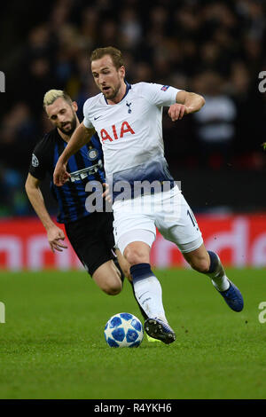 Le stade de Wembley, Londres, Royaume-Uni. 28 novembre 2018. Harry Kane de Tottenham Hotspur - Tottenham Hotspur v Inter Milan, Ligue des Champions, au stade de Wembley, Londres (Wembley) - 28 novembre 2018 : Journée de crédit limité/Alamy Images Live News Banque D'Images