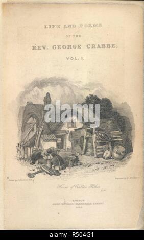 Chambre des Crabbes père. Gravé en acier page de titre avec vignette après Clarkson Stanfield montrant J.M.W. L'influence de Turner. The Poetical Works du révérend George Crabbe : avec ses lettres et journaux, et sa vie, par son fils [George Crabbe]. [Avec un portrait.]. Londres : John Murray, 1834. Source : 991.b.14-17 volume 1, page de titre. Langue : Anglais. Auteur : George Crabbe. Stanfield, C. Handy, E. Banque D'Images