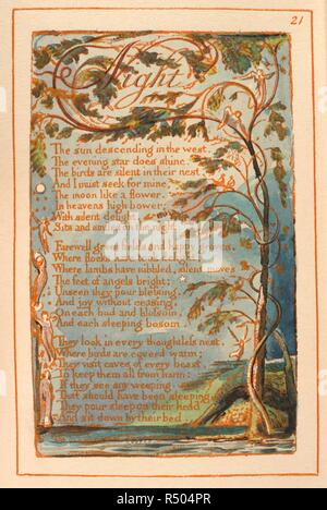 La nuit. Chansons d'innocence et d'expérience. H. Young & Sons : Liverpool, 1923. La nuit. Poème illustré image prise à partir de la 'chants d'innocence et d'expérience. [Le fac-similé d'une couleur dorée et copie de la première édition.].' publié par H. Young & Sons : Liverpool, 1923 . Source : C.71.d.19, page 21. Langue : Anglais. Auteur : Blake, William. Banque D'Images