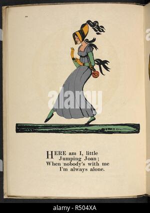 "Me voici, peu sautant Joan ; quand personne n'est avec moi je suis toujours seul.". Les comptines, avec photos de C. L. Fraser. Londres : T. C. & E. C. Jack, [1919]. Source : 12800.ddd.31 page 20. Auteur : Fraser, Claud Lovat. Banque D'Images