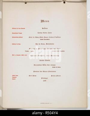 Menu pour un dîner de l'Ordre royal d'Écosse. Le 22 octobre 1901. Le nouveau Willard, Washington, D.C. [une collection de cartes de menu de dîners et rapports de célébrations dans les Etats-Unis d'Amérique dans les années 1890-1904, formé par Mlle F. E. Buttolph. Lié dans trois volumes.]. [1890-1904.]. Voir aussi : fichiers N10002-23 et N10002-25. Source : C.120.f.2 Volume 1 No7. Langue : Anglais. Banque D'Images