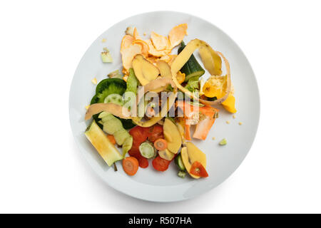 Les épluchures de fruits et légumes sur la plaque Banque D'Images