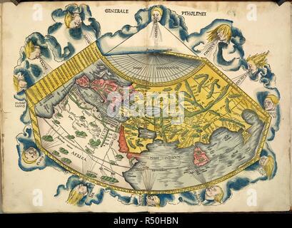 Ptolemic carte du monde. [Site de l'Ancien Monde.] lithographiés à partir d'un a. Strasbourg, 1513. Carte du monde par Ptolémée. Image prise à partir de [Site de l'Ancien Monde.] lithographiée d'un atlas de la Géographie de Ptolémée. Publié à l'origine/produit à Strasbourg, 1513. . Source : Maps.C.1.d.9,. Banque D'Images