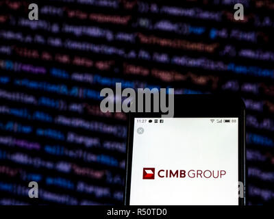 CIMB banque de détail logo de l'entreprise vu affichée sur téléphone intelligent. Banque D'Images