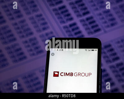 CIMB banque de détail logo de l'entreprise vu affichée sur téléphone intelligent. Banque D'Images