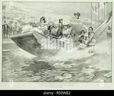 Un divertissement populaire à Londres. La grande chute d'eau du Canada à la Grande Bretagne au salon d'Earl's court. Dessiné par Frank Craig. Le graphique. 12/08/1899. Source : L'illustration, page 221. Langue : Anglais. Banque D'Images