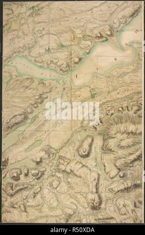 Site de l'Écosse en 1755, jacobin 10 ans après la bataille de Culloden. La terre de Culloden et Inverness. Le Roy Site de l'Ecosse. Un très grand et très coloré de l'enquête militaire fini le royaume d'Écosse, à l'exclusion des îles, entrepris par ordre de William Augustus, duc de Cumberland, et exécuté par le Lieutenant [après] Le major-général William Roy, et d'autres officiers, sous la surveillance du lieut.-col. David Watson, Sous-Quarter-Master General des Forces, dans les années 1747-1755 tirés sur une échelle d'environ deux pouces à un mile : il est divisé en 38 compartme Banque D'Images