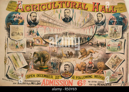 La Foire Mondiale de c. 1890. Événements nationaux et internationaux. Royal Agricultural Hall, Islington, Image réalisée à partir d'une collection de brochures, prospectus et autres imprimés relatifs aux infirmières de l'entertainment et de la vie quotidienne. Publié à l'origine/produit à Londres, 1800 - 1895. Musée : BRITISH LIBRARY. Banque D'Images