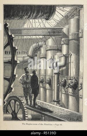 'La salle des machines du Nautilus'. Le Capitaine Nemo . Vingt mille lieues sous les mers. Traduit de l'anglais avec des illustrations. Troisième édition. [Vingt Mille Lieues sous les mers]. Londres : Sampson Low & Co., 1873. Source : 12516.g.21 en face de la page 66. Langue : Anglais. Banque D'Images