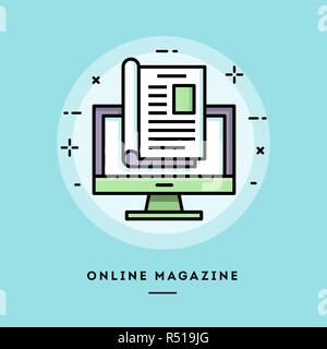 Magazine en ligne, version plate fine ligne banner Illustration de Vecteur