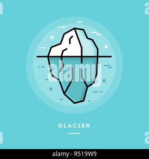 Glacier, modèle plat, fine ligne banner Illustration de Vecteur