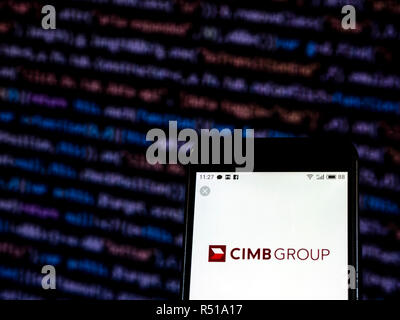 CIMB banque de détail logo de l'entreprise vu affichée sur téléphone intelligent. Banque D'Images