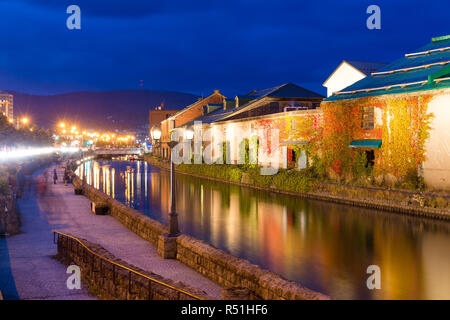 Otaru au Japon la nuit Banque D'Images