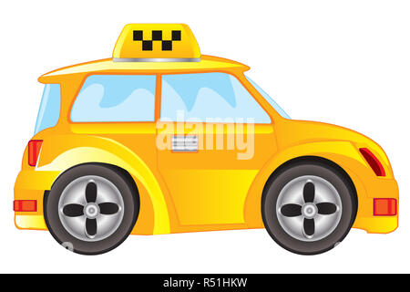 Voiture taxi sur fond blanc Banque D'Images