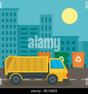 Camion Poubelle en arrière-plan. concept de ville Télévision illustration de camion poubelle en arrière-plan de concept vecteur ville web design Illustration de Vecteur