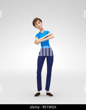 Genre, souriant doucement Jenny - 3D Character - Half-Dancing joyeusement Banque D'Images