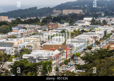 Vue aérienne d'un quartier résidentiel à San Francisco, Californie Banque D'Images