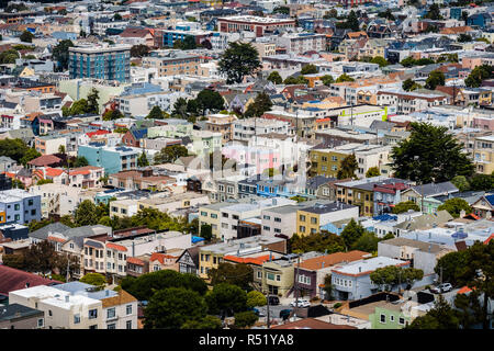 Vue aérienne de maisons à Sunset District, San Francisco, Californie Banque D'Images