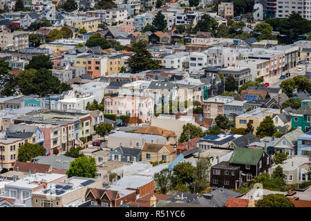 Vue aérienne de maisons à Sunset District, San Francisco, Californie Banque D'Images