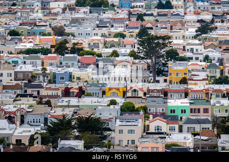 Vue aérienne de maisons à Sunset District, San Francisco, Californie Banque D'Images