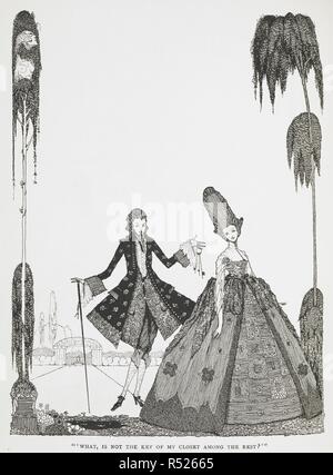 'Ce qui, n'est pas la clé de ma penderie parmi le reste ?" Illustration pour l'histoire, 'Barbe Bleue.'. Les contes de Charles Perrault. [La traduction de Guy MieÌ€ge, révisé par J. E. Mansion.] illustré par Harry Clarke. Avec une introduction par Thomas Bodkin. Londres : G. A. Harrap & Co., [1922]. Source : 12450.v.1 page 37 en face de la plaque. Banque D'Images